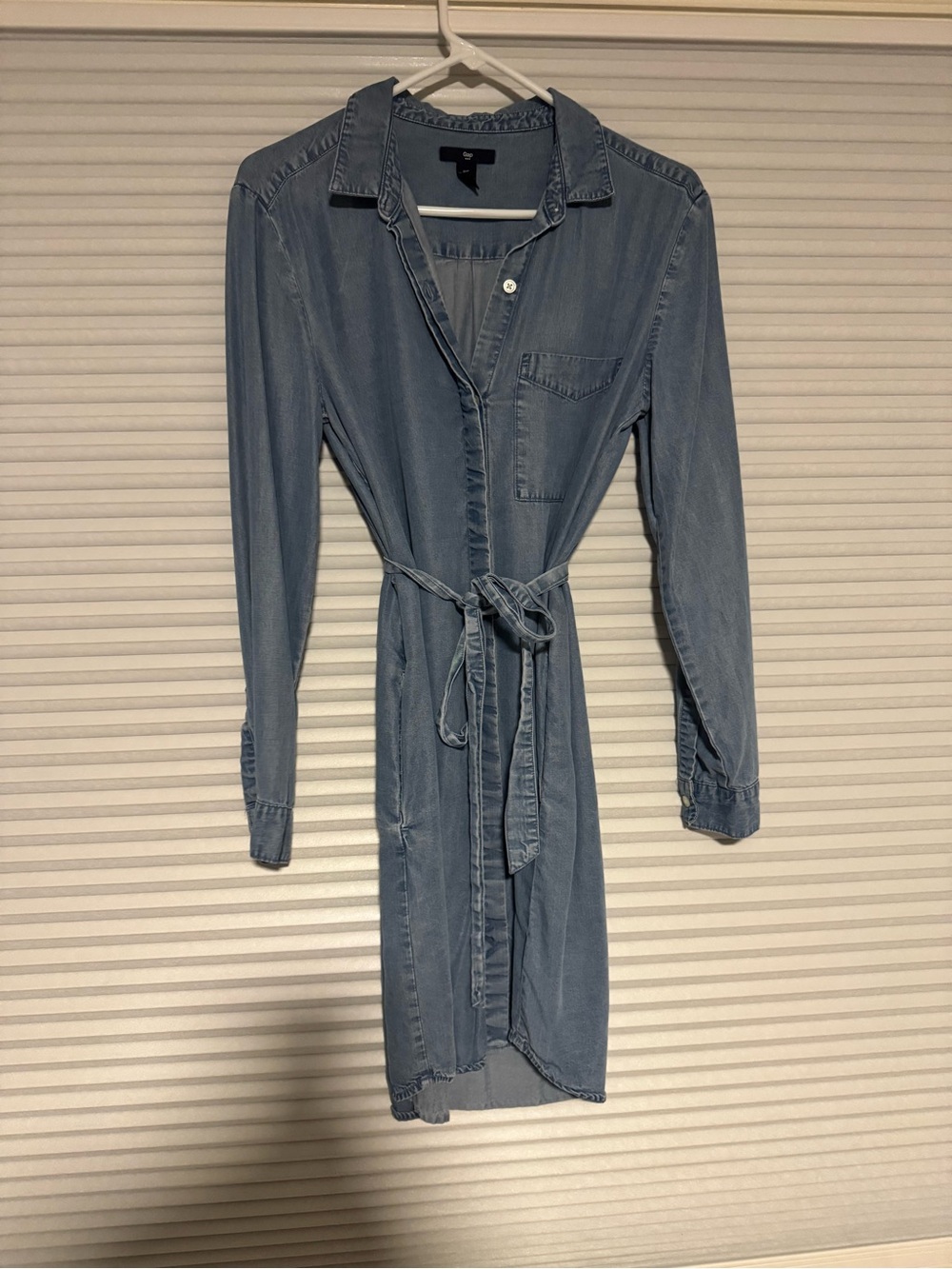 GAP Light Blue Chambray Shirt Dress with Self Tie